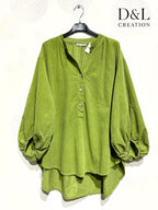 Velvet blouse 100% cotton puff sleeves sizes 40 to 52 Stora Storlekar