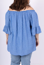 Plus Size Gingham Off-the-Shoulder Blus