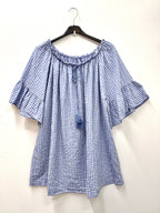 Plus Size Gingham off-the-shoulder blouse