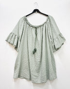 Plus Size Gingham off-the-shoulder blouse