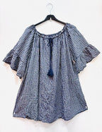Plus Size Gingham off-the-shoulder blouse