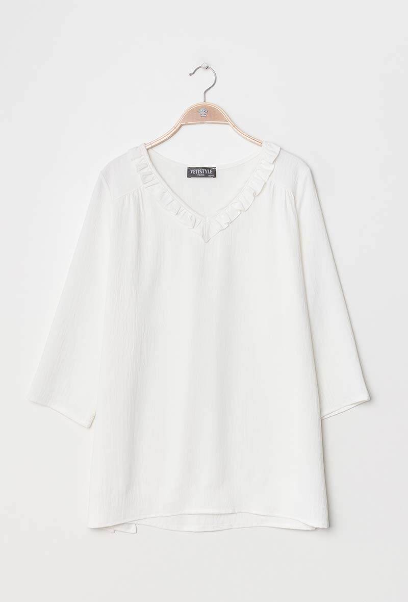 Plus Size Blus med Volanger