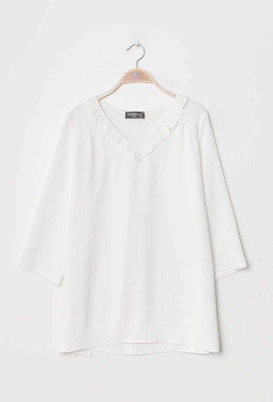 Plus Size Blus med Volanger