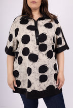 Plus Size Kortärmad Blus med Ärmpattern