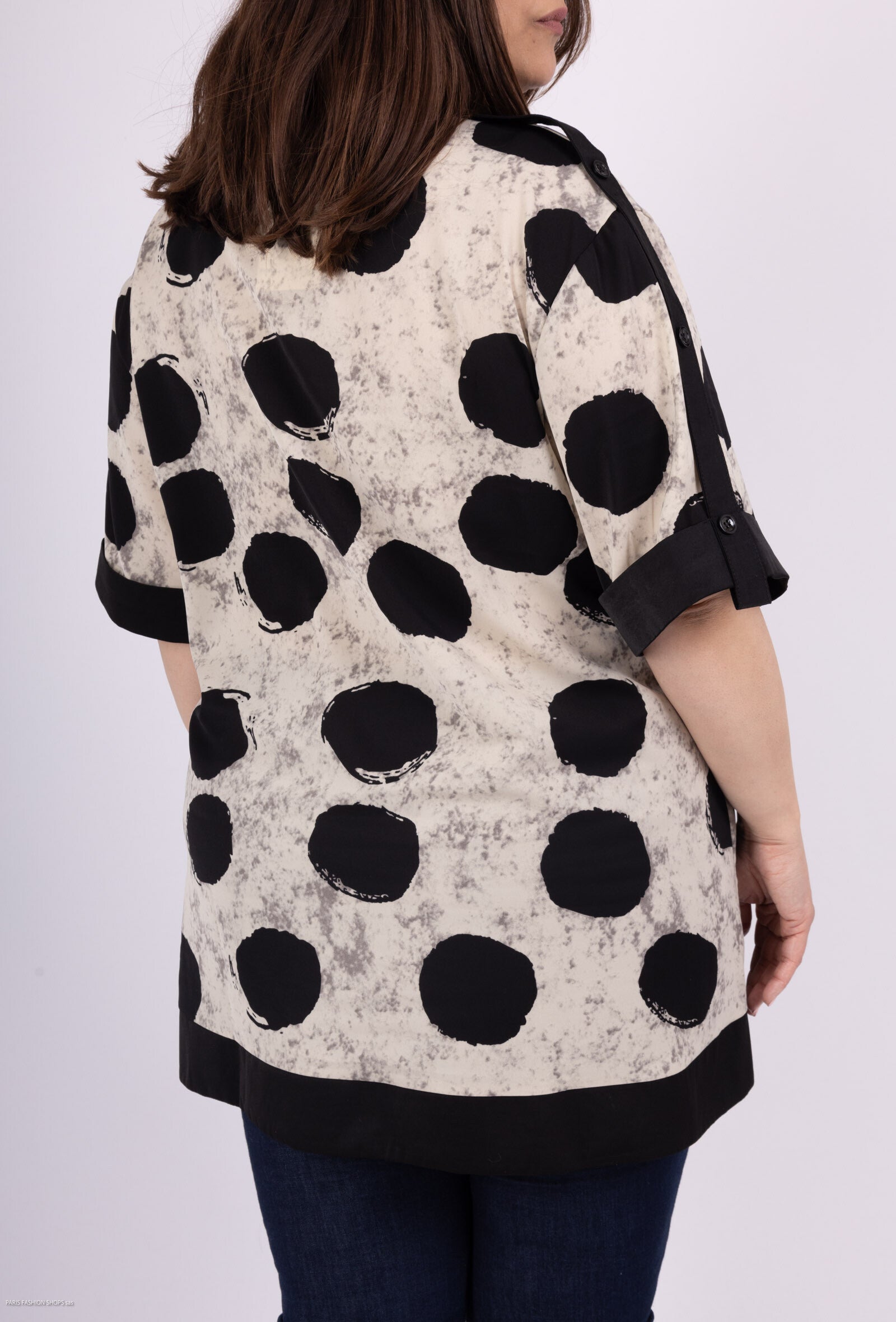 Plus Size Kortärmad Blus med Ärmpattern