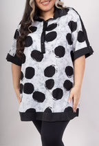 Plus Size Kortärmad Blus med Ärmpattern