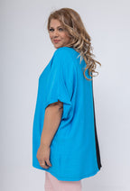 Tvåtonade blusar i plus size med notch-hals