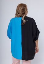 Tvåtonade blusar i plus size med notch-hals
