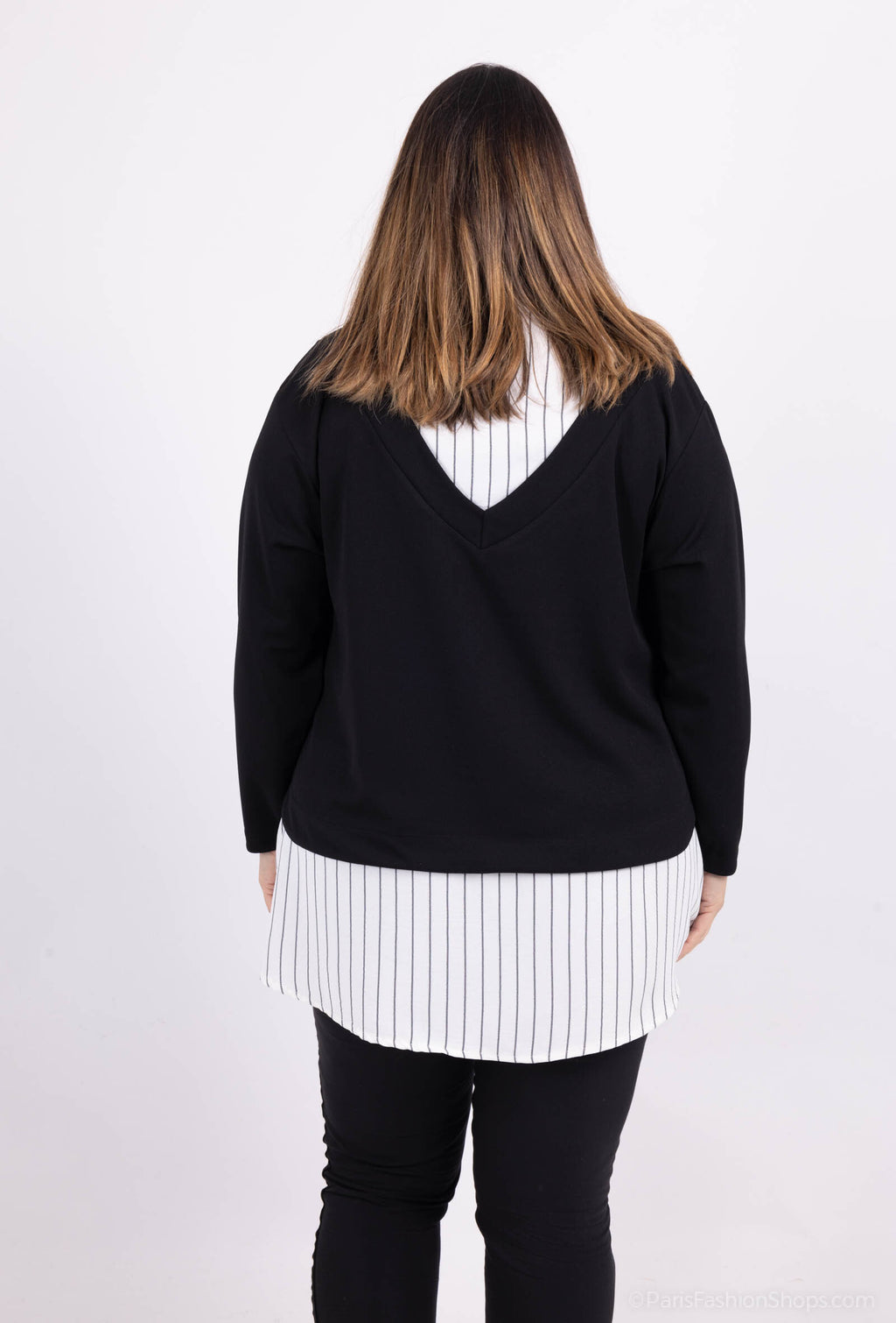 Plus Size Randig Fusk Tvådelad Blus