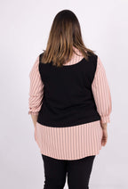 Plus Size Randig Falsk Tvådelad Blus