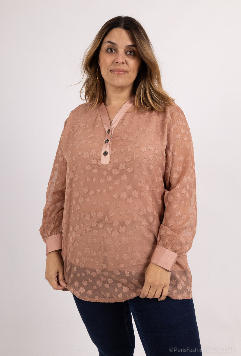 Plus Size Knappade Voile Blusar