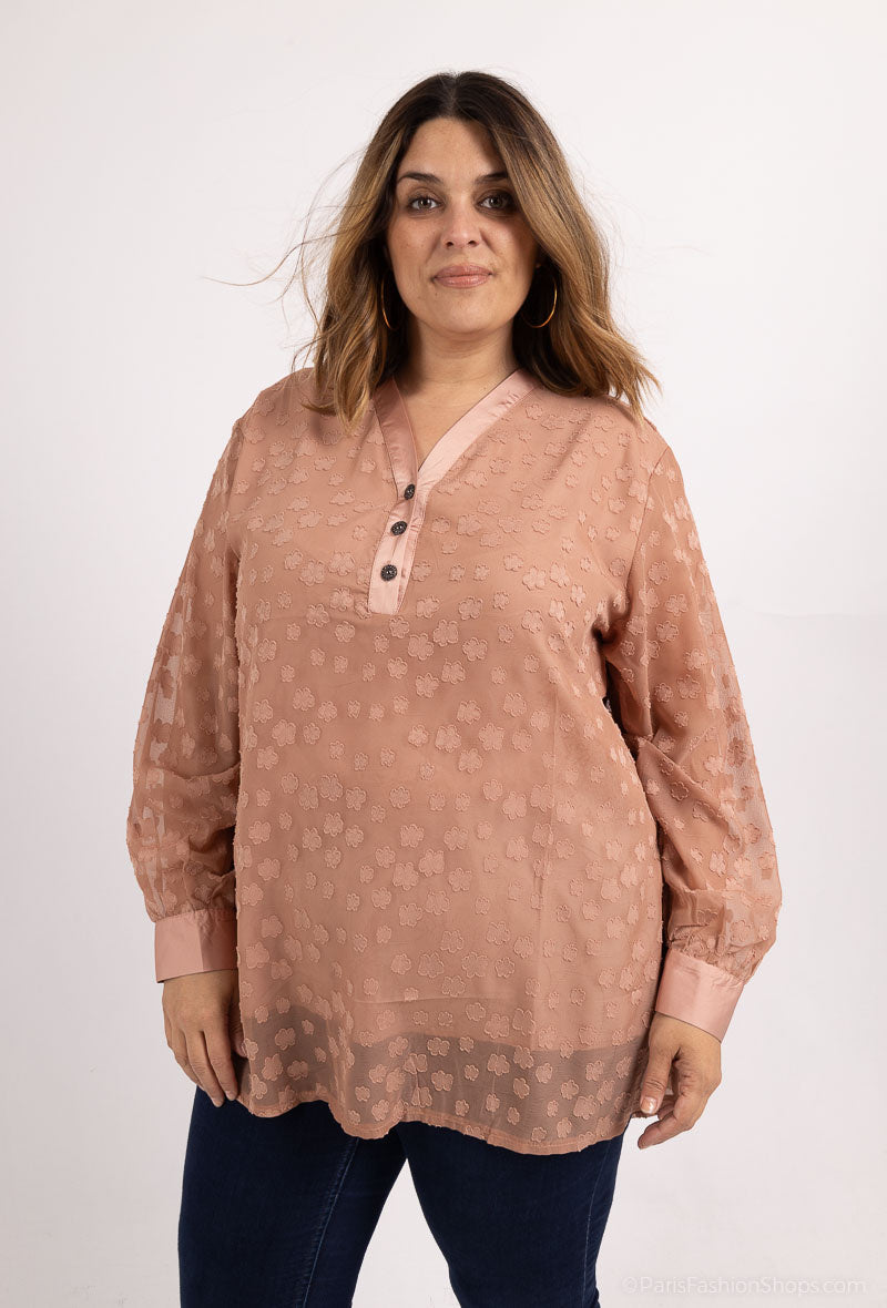 Plus Size Knappade Voile Blusar