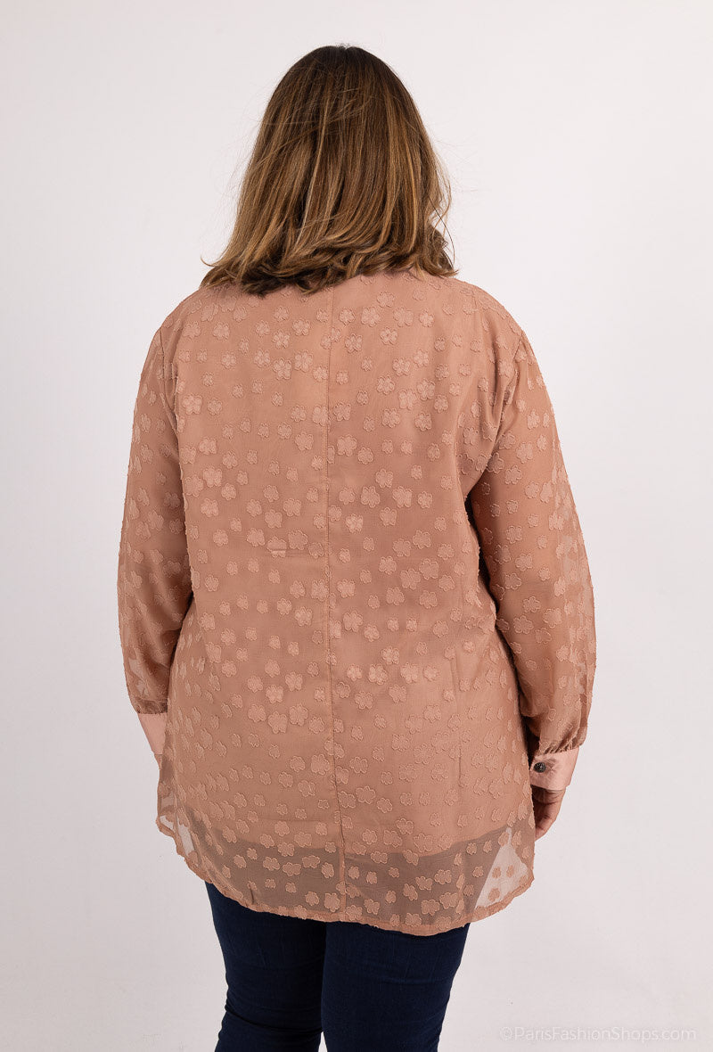 Plus Size Knappade Voile Blusar