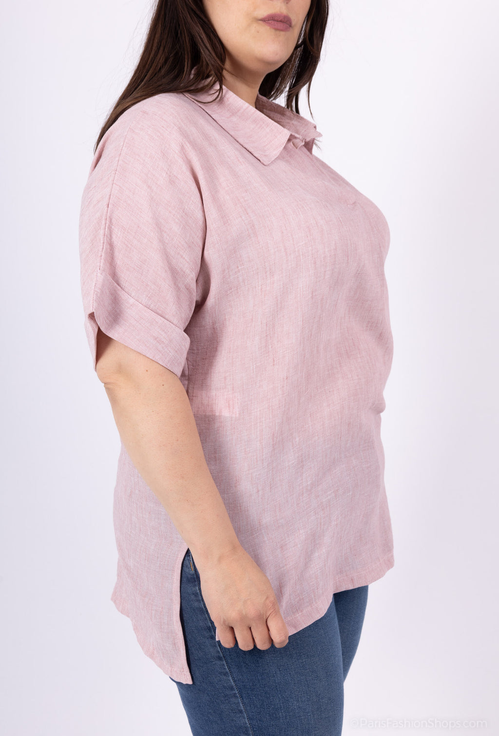 Plus Size Blusar i Linne för Stora Storlekar