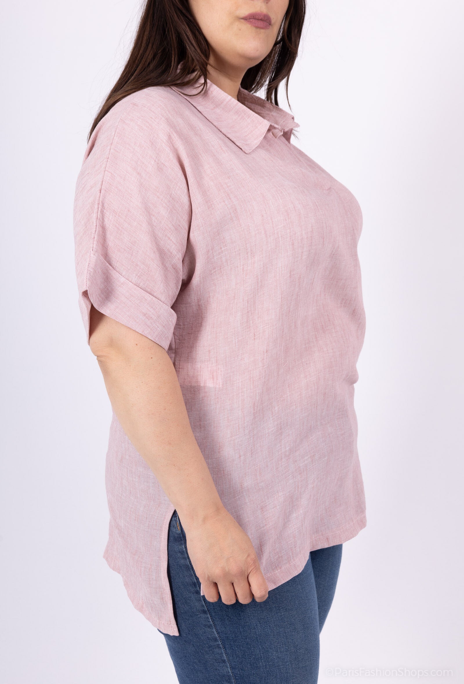 Plus Size Blusar i Linne för Stora Storlekar
