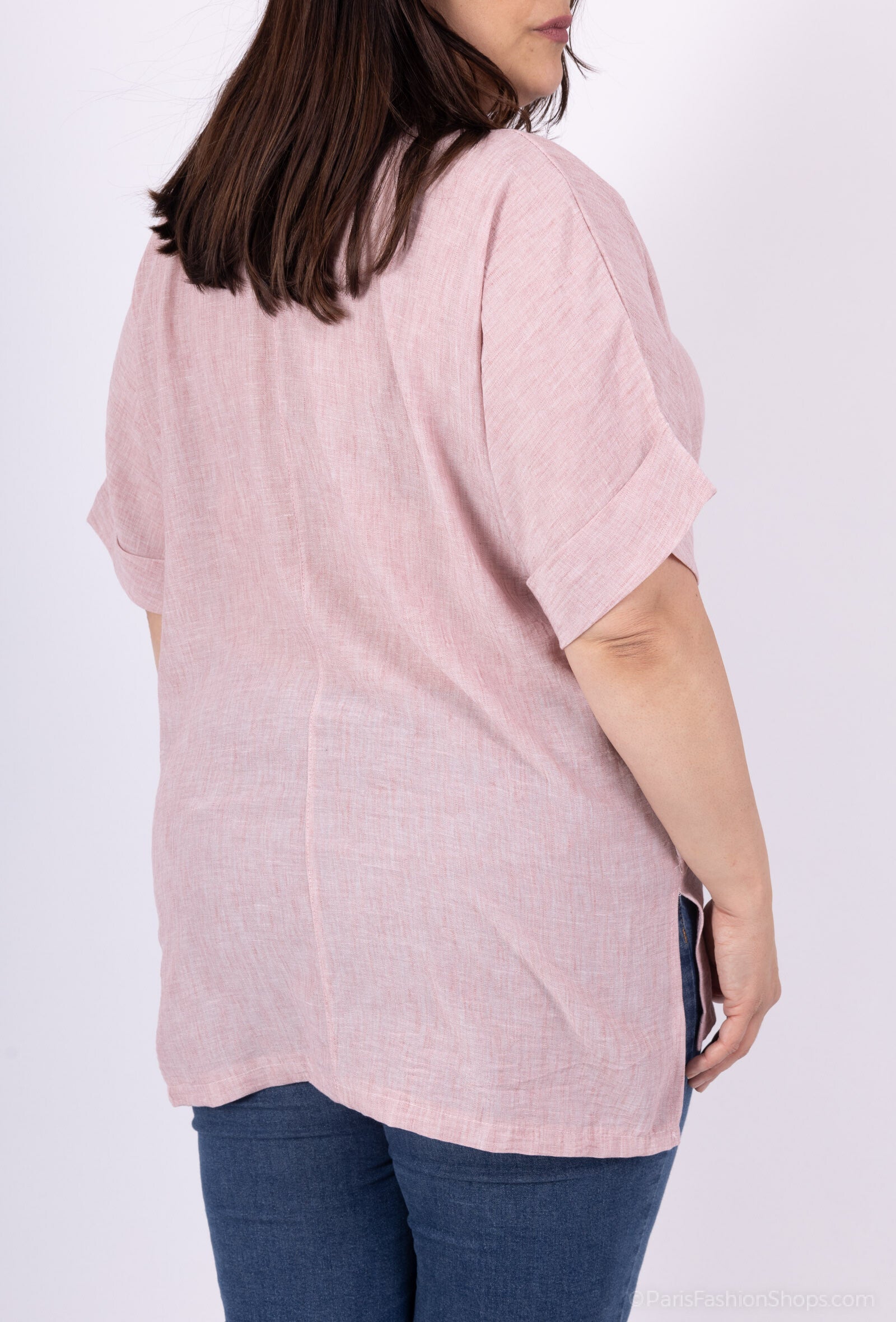 Plus Size Blusar i Linne för Stora Storlekar