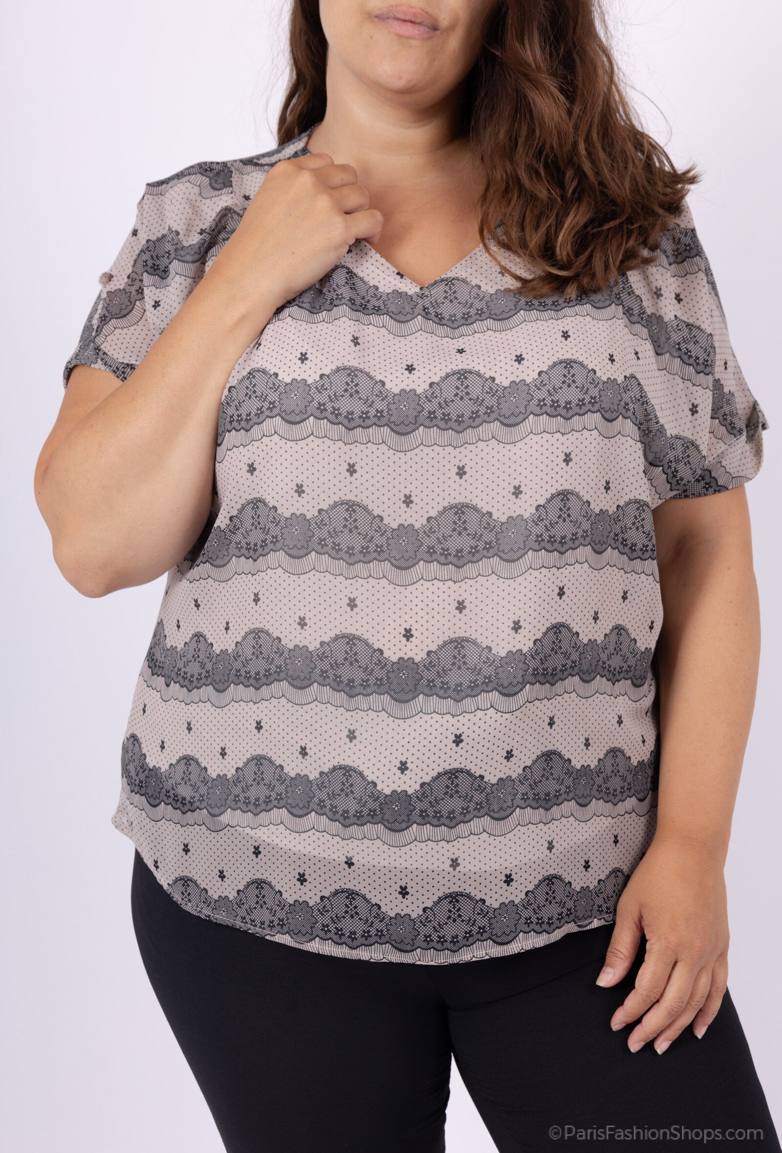 Plus Size Tryckt Blus