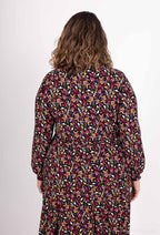 Plus Size V-neck Blus med Mönster