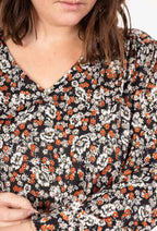 Plus Size V-neck Tryckt Blus