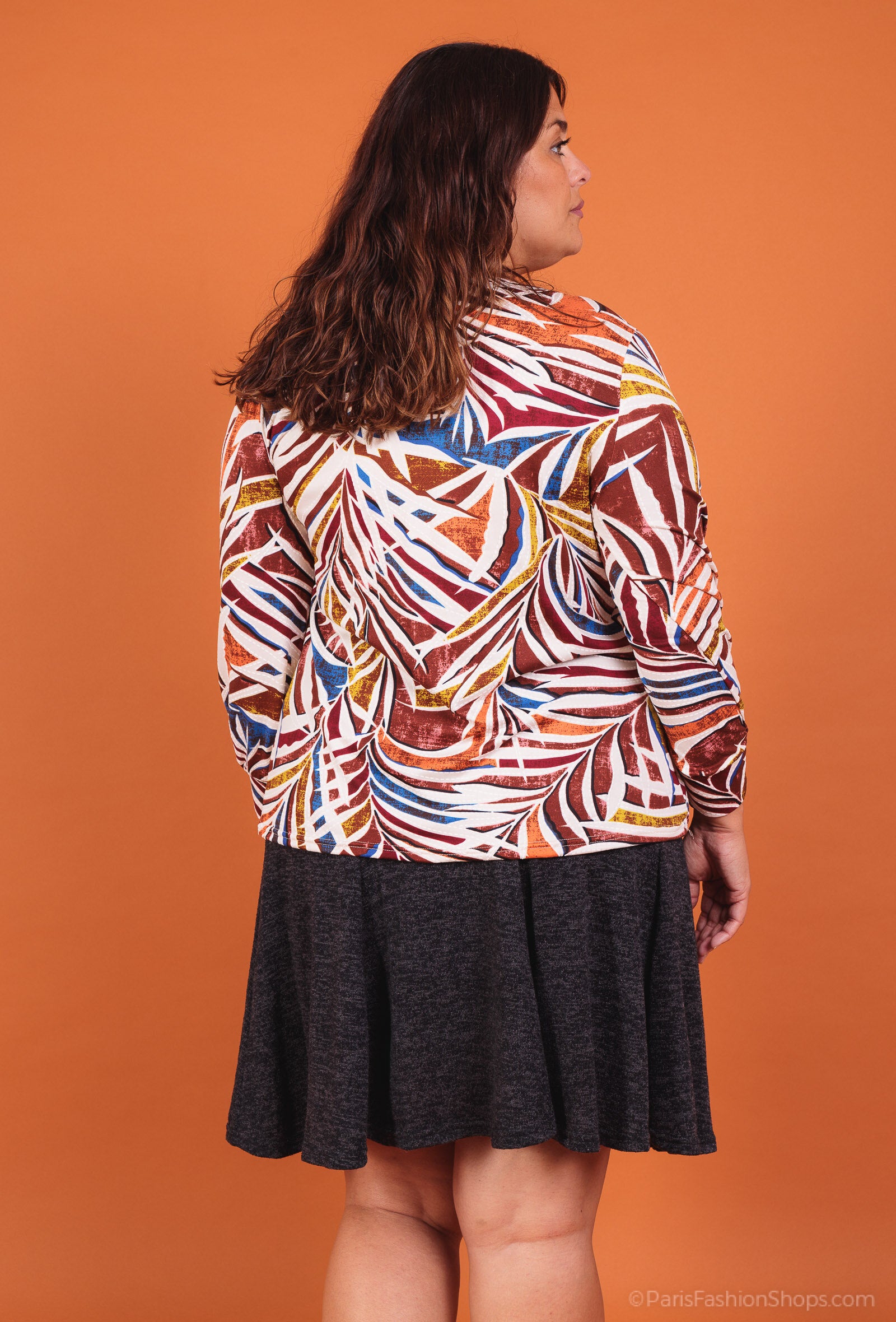 Plus Size Printed V-neck Blouses