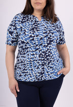 Plus Size Elastisk Blus med Blommönster