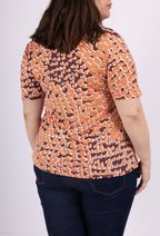 Plus Size Elastisk Blus med Blommönster