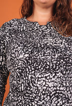 Plus Size Elastic Printed Blouses