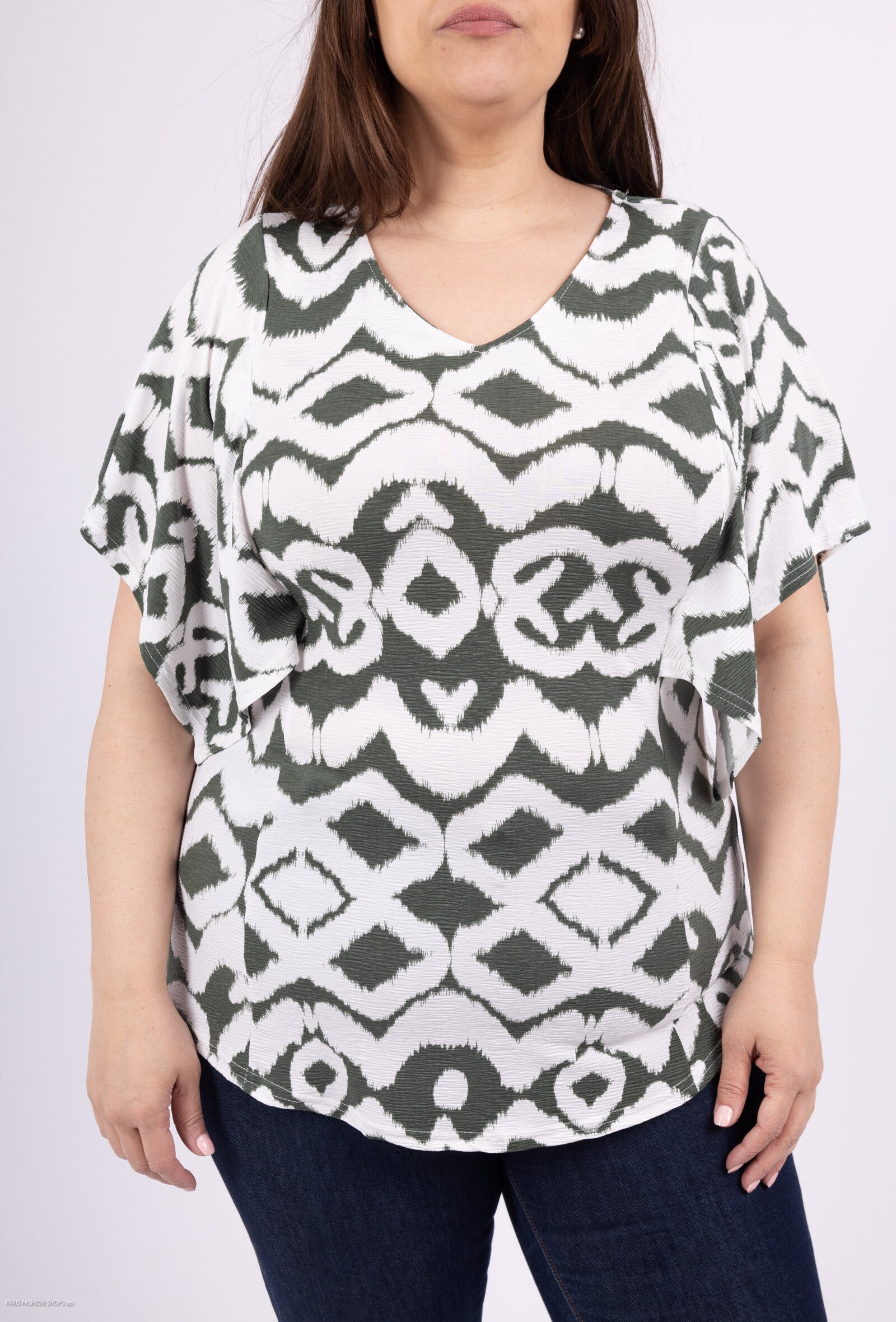 Plus Size Japanese sleeve printed blouses