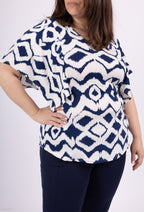 Plus Size Japanese sleeve printed blouses