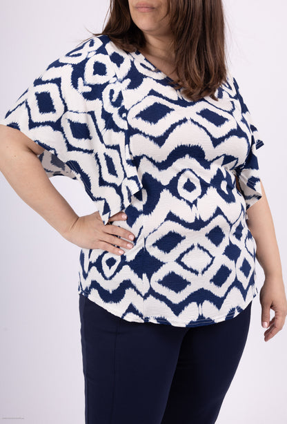 Plus Size Japanese sleeve printed blouses
