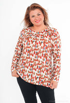 Plus Size Tryckt Blus