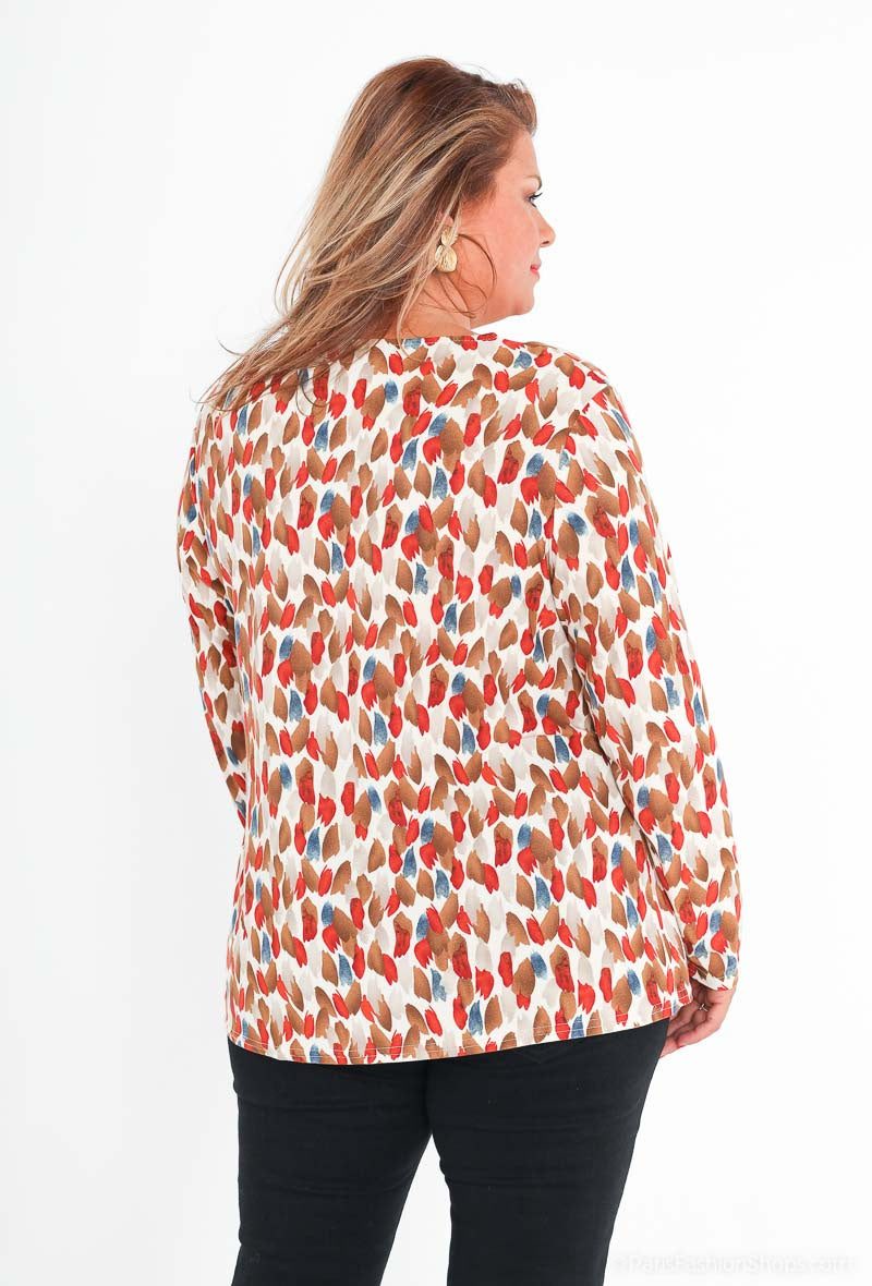 Plus Size Tryckt Blus