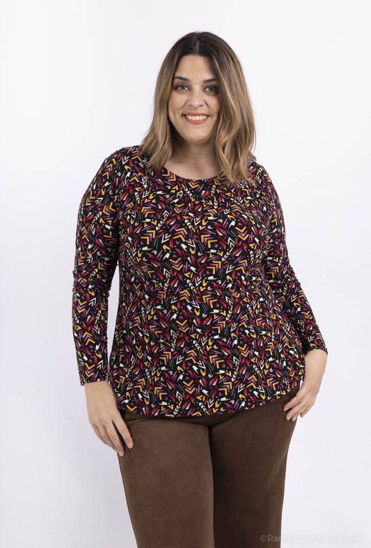 Plus Size Tryckt Blus