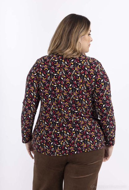 Plus Size Tryckt Blus
