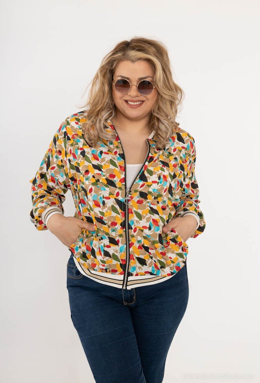 Plus Size Tryckt Jacka