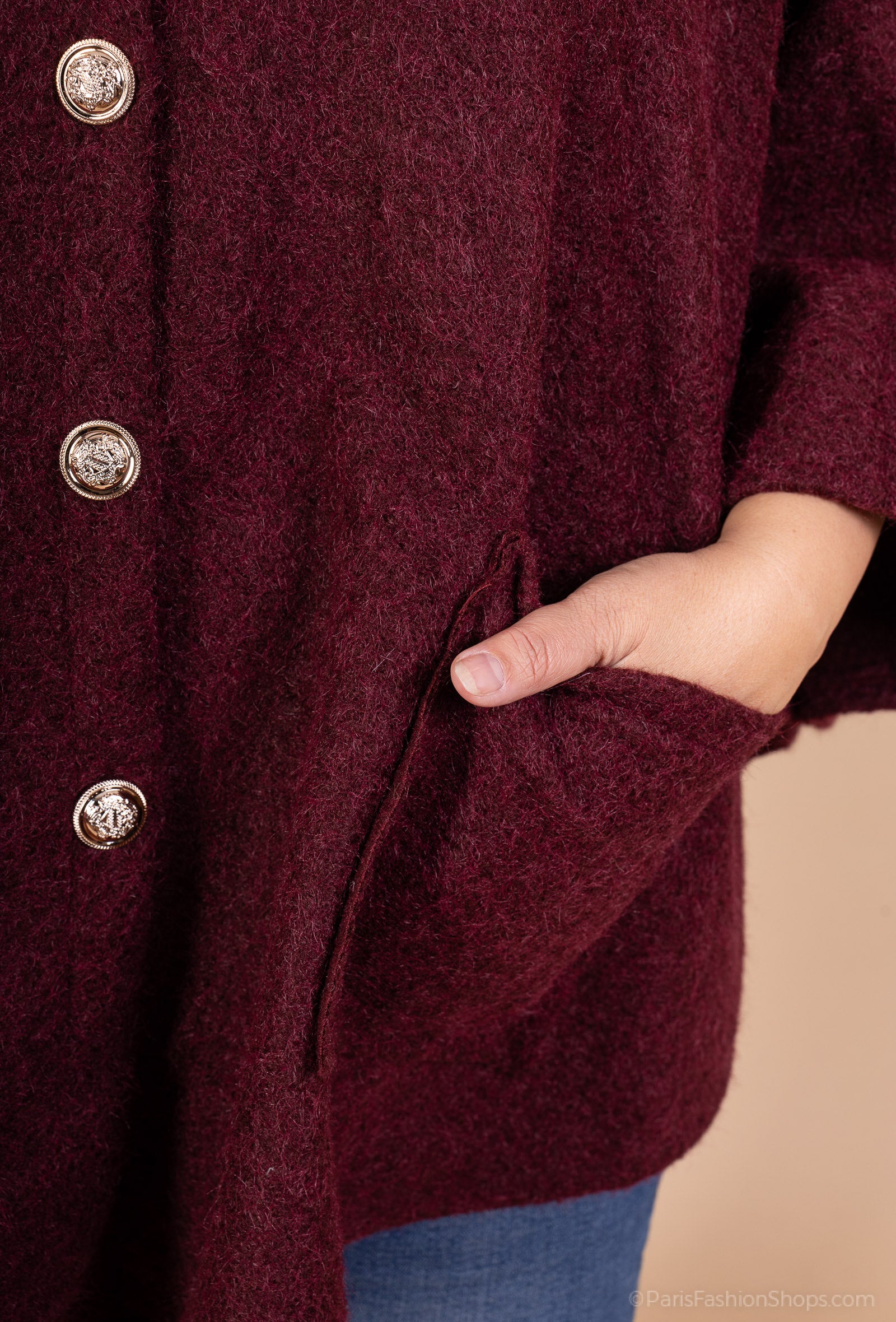 Knappad capejacka med fickor, plus size T40 till T62