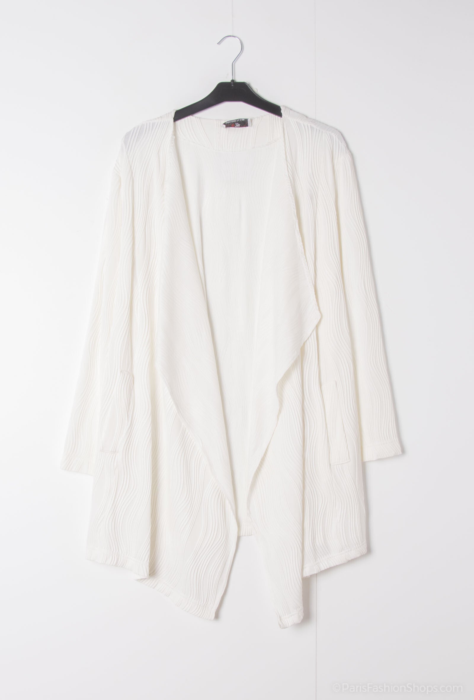 Plus Size Open Waterfall Collar Pocket Cardigan