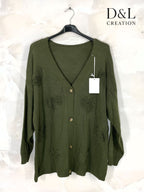Buttoned cardigan with hearts sizes 38 to 52 i Stora Storlekar