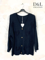 Buttoned cardigan with hearts sizes 38 to 52 i Stora Storlekar