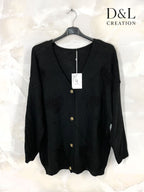 Buttoned cardigan with hearts sizes 38 to 52 i Stora Storlekar