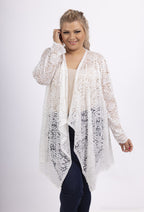 Plus Size Waterfall-collar lace cardigan