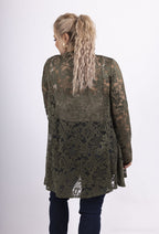 Plus Size Vattenfallskrage Spets Cardigan