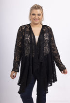 Plus Size Vattenfallskrage Spets Cardigan