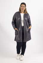 Plus Size Sequin knitted cardigan with dropped shoulder