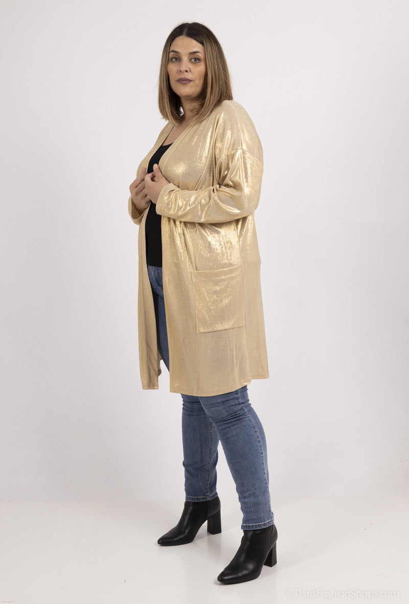 Dropped Shoulder Sequin Cardigan i Stor Storlek