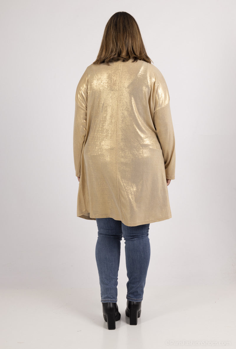 Dropped Shoulder Sequin Cardigan i Stor Storlek