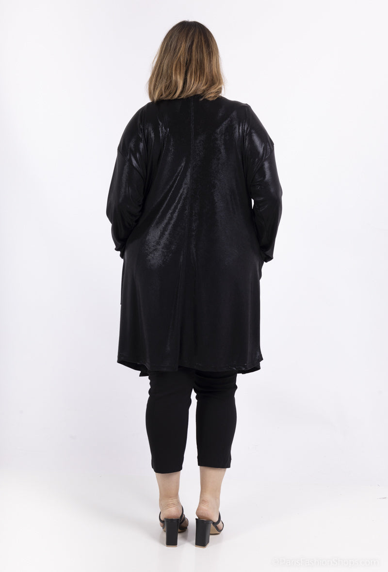 Plus Size Dropped Shoulder Sequin Cardigan