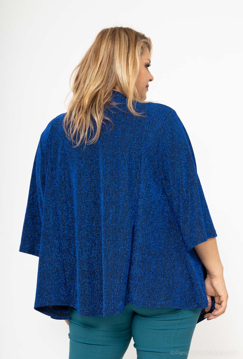 Plus Size Flowy Cardigan med Paljettslips