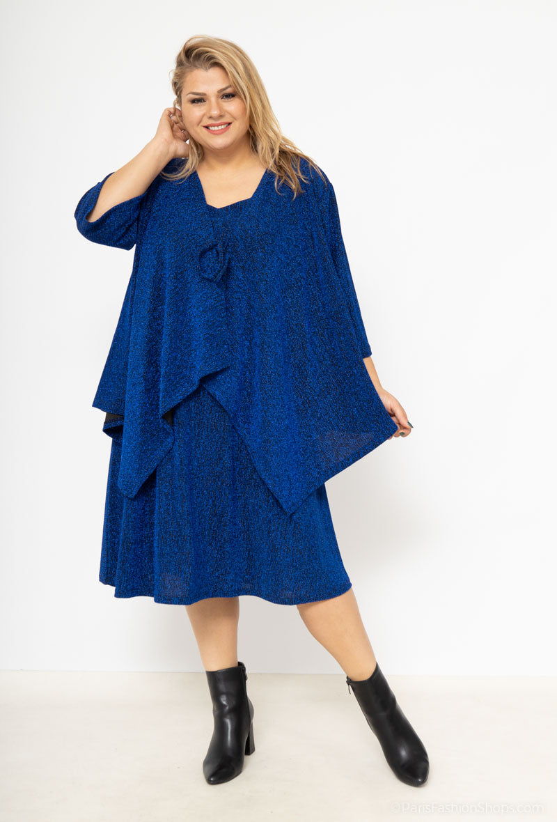 Plus Size Flowy Cardigan med Paljettslips