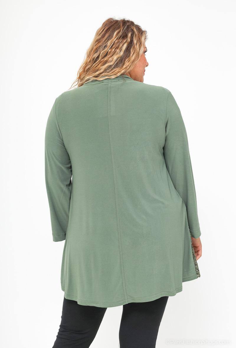 Plus Size Fluid Knut Cardigan med Spets